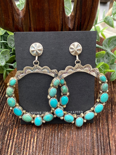 Brock Stamped Hoop Earrings With Stones