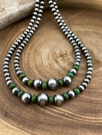 Eclipse Varied Navajo Pearl & Gemstone Necklace -Green Turquoise