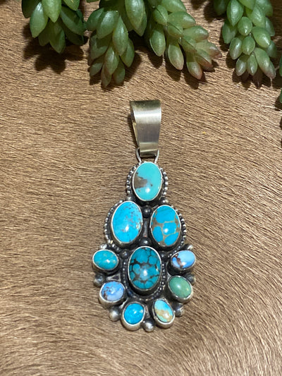 Marion Turquoise Cluster Sterling Pendant