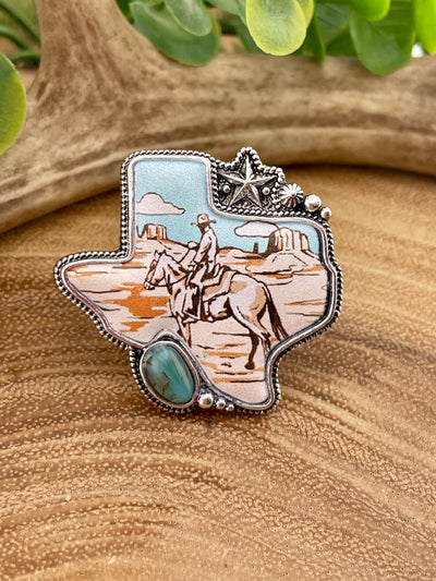 Texas Cowboy Scene Fashion Stretch Ring