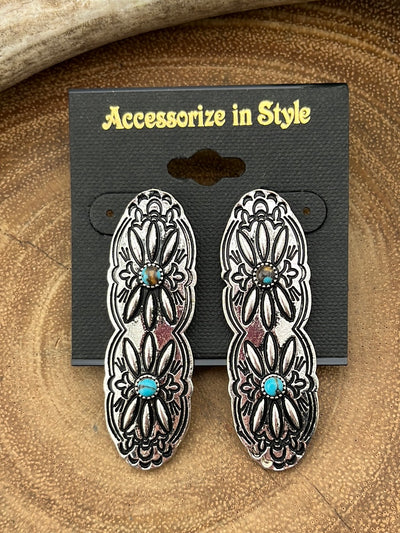 Glasgow Western Double Circle Post Earrings - Turquoise