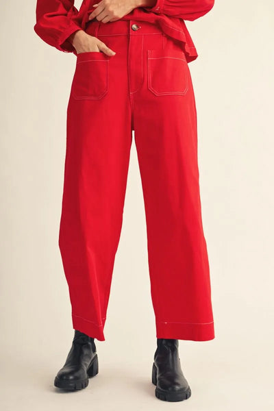 Red Peplum Blouse & Pants