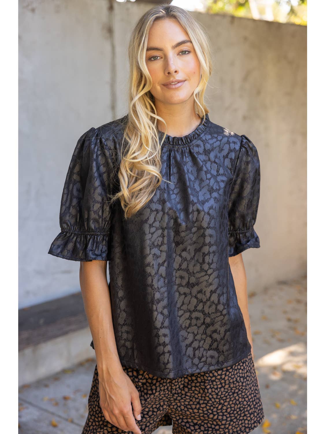 Animal Print Faux Leather Top