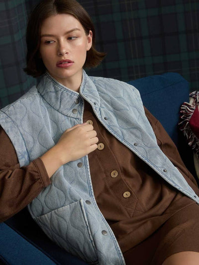 Quilted Denim Vest
