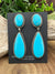 Bella Oval Stone Post Sterling Earrings With Teardrop Drop - Turquoise