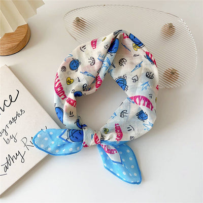 Cotton Linen Floral Square Scarf for Women_CWASC0852