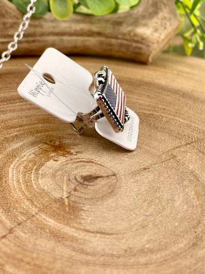 Americana US Flag 18" Necklace or Cuff Ring