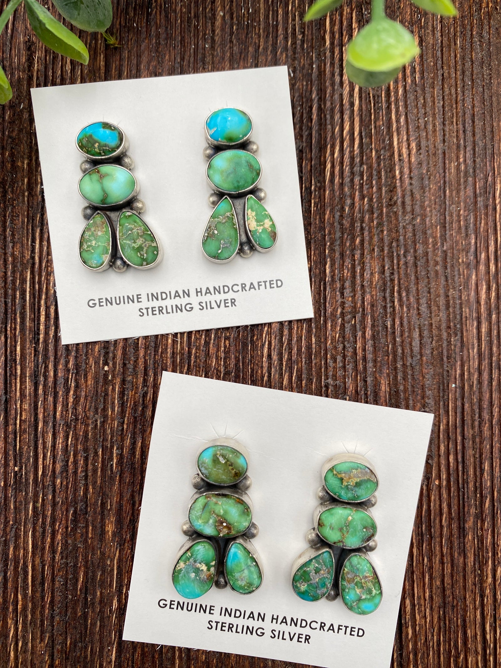 Union Stacked Turquoise Sterling Earrings - 1.3"