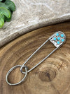 Sterling Safety Pin Keychain - Turquoise