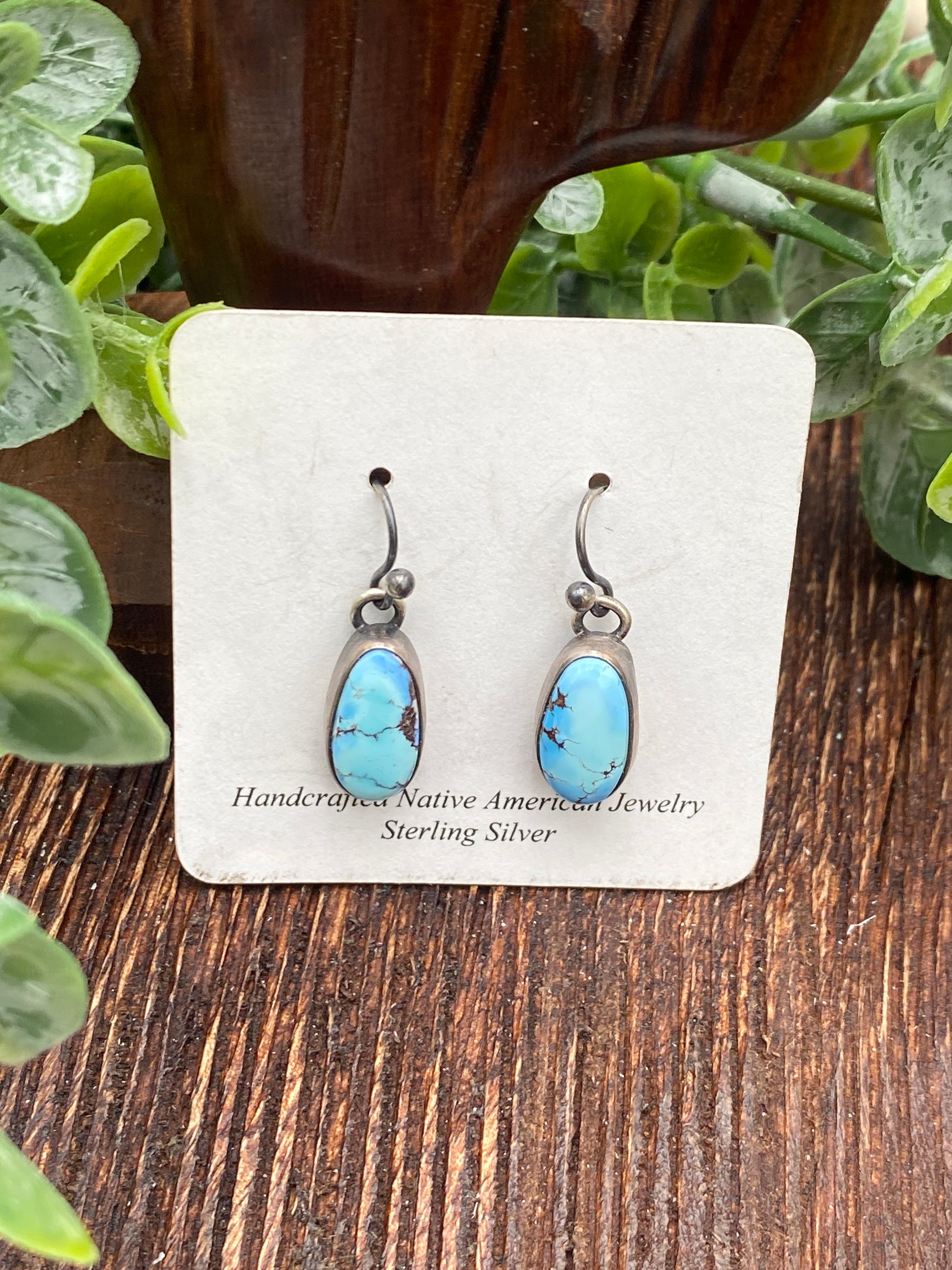 ear ring fish hook Sinatra Golden Hills Turquoise Single Stone Fish Hook Earrings