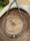 Winnie Sterling Center Stamped Bead Navajo Necklace