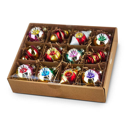 Tinsel Town Variety Box of 2" Vintage Ornaments