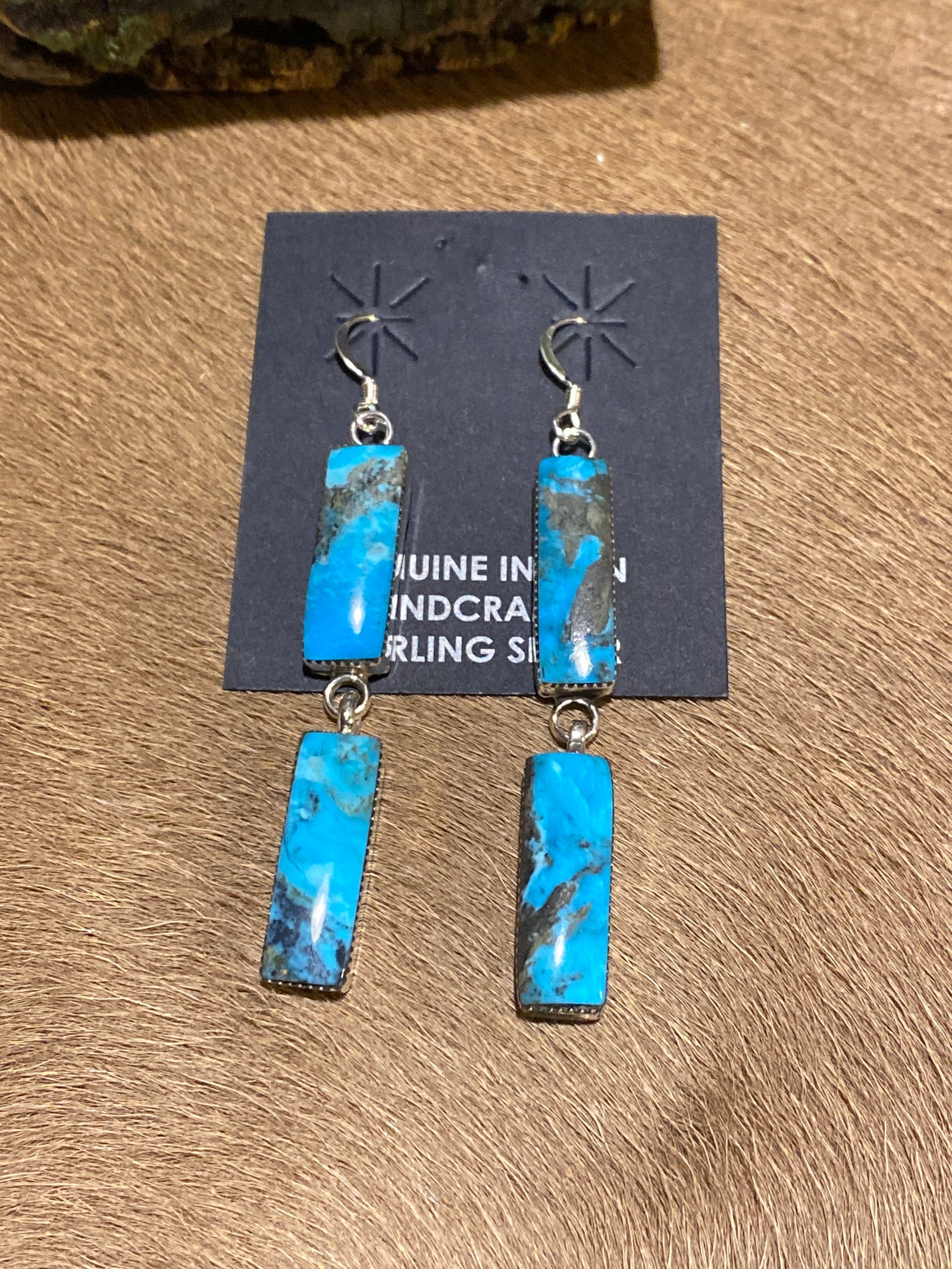 Stonegate Sterling Double Turquoise Bar Earrings - 2.5"