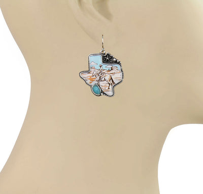 Texas Cowboy Scene Fashion Earrings