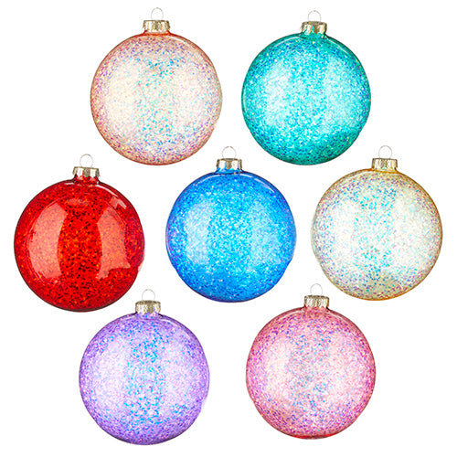 Glitter Ball Glass Ornament - Assorted Colors