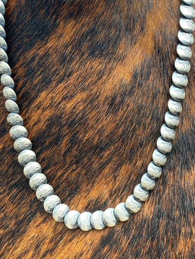 Blinn Sterling Stamped Flat Saucer Necklace