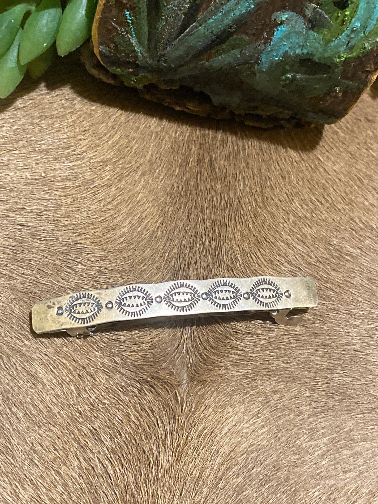 Cabrera Stamped Sterling Barrette - 2.5"