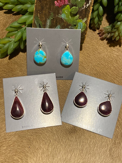 University Sterling Pearl Stone Drop Earrings - 1.2"