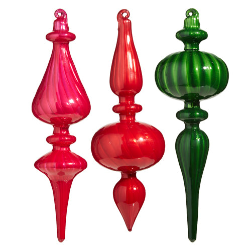 Glass Finial Ornament - Assorted Colors
