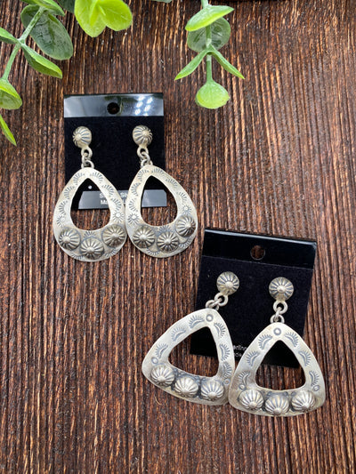 Lager Open Hammered Sterling Silver Burst Earrings