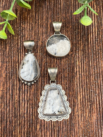 Idaho Sterling White Buffalo Single Stone Pendant