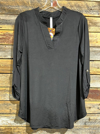 Lizzy Solid Black Blouse