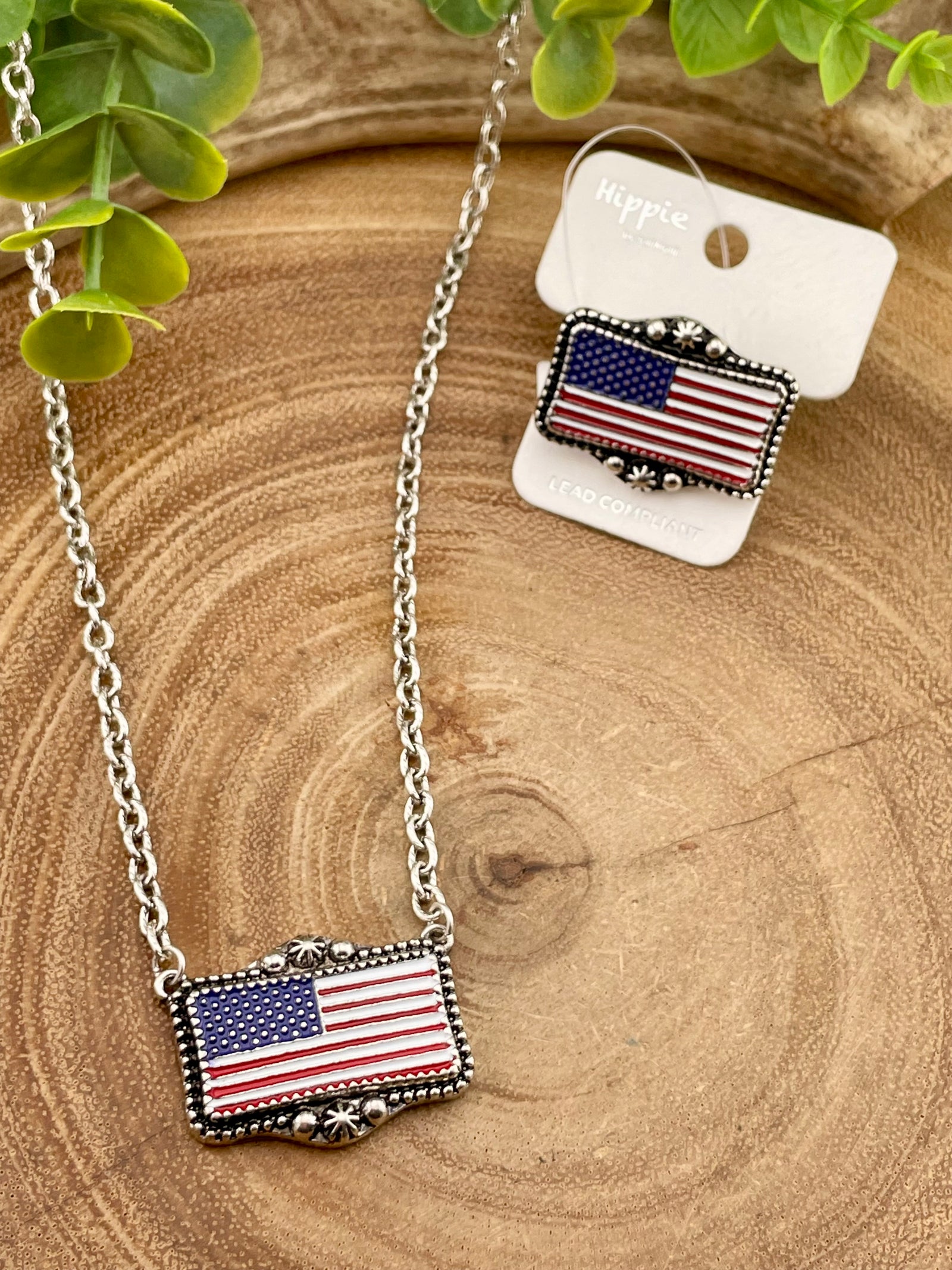 Americana US Flag 18" Necklace or Cuff Ring