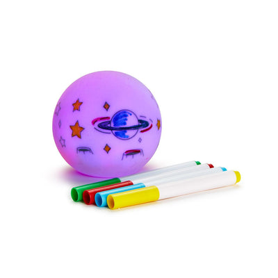 Color Changing Light Up Re-Coloring Globe with 4 Washable Markers in Gift Box