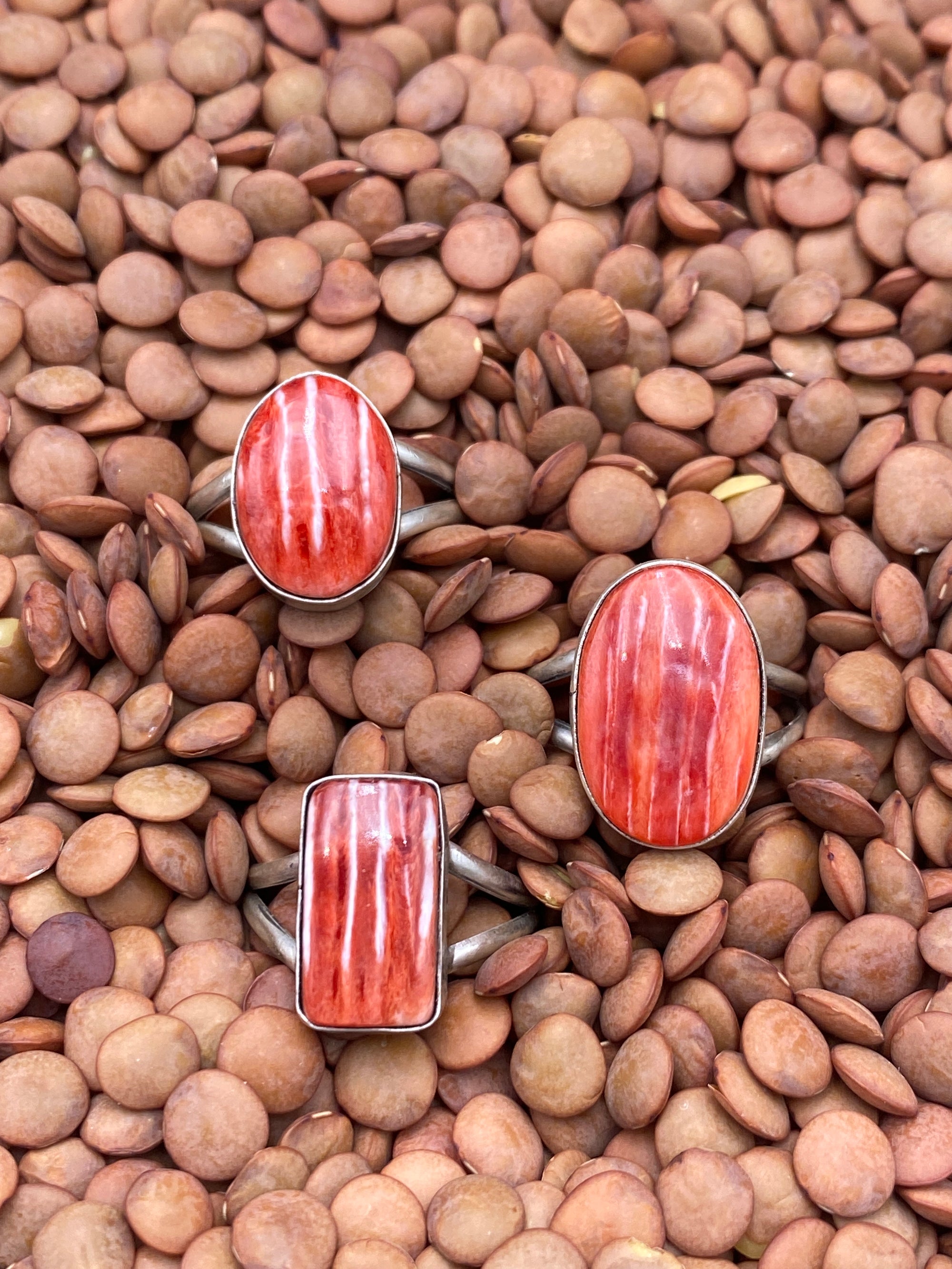 Dover Simple Sterling Red Spiny Ring - Size 7