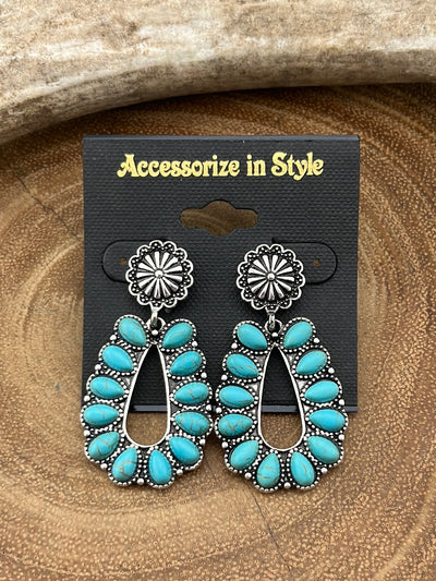 Spenrath Fashion Concho Post Turquoise Drop Earrings