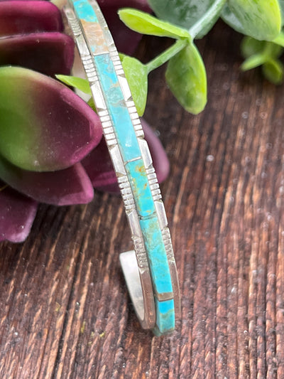 Dillinger Inlaid Turquoise Sterling Cuff