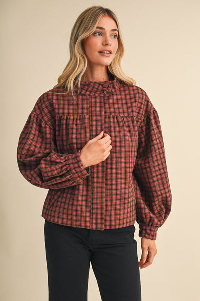 Plaid Bubble Hem Jacket