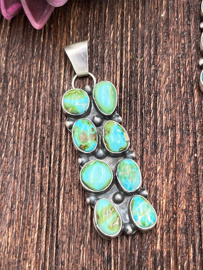 Terrace Stacked 8 Stone Turquoise Sterling Pendant