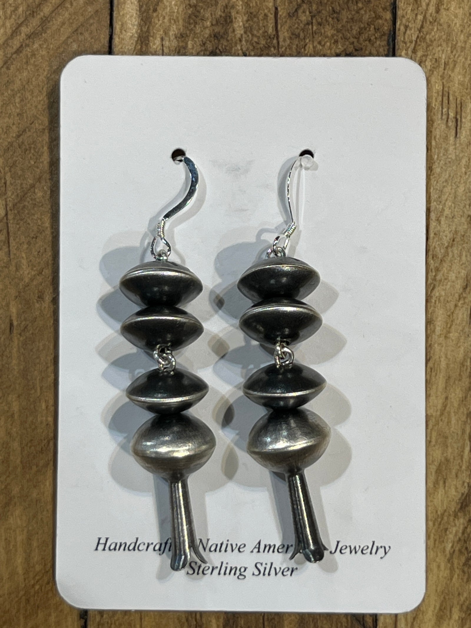 Templeton Sterling Stacked Navajo Flute Blossom Fish Hook Earrings
