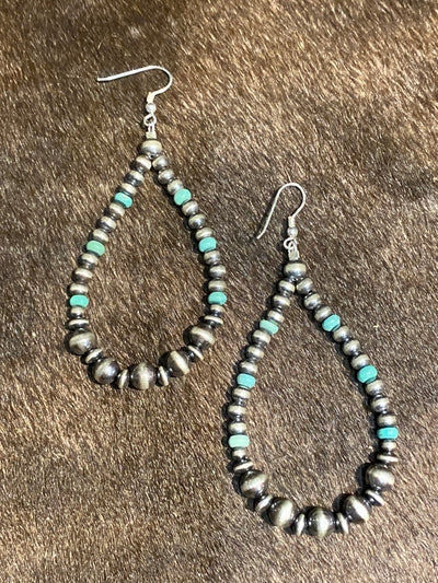 Maple Ridge Sterling Varied Navajo & Turquoise Teardrop Earrings