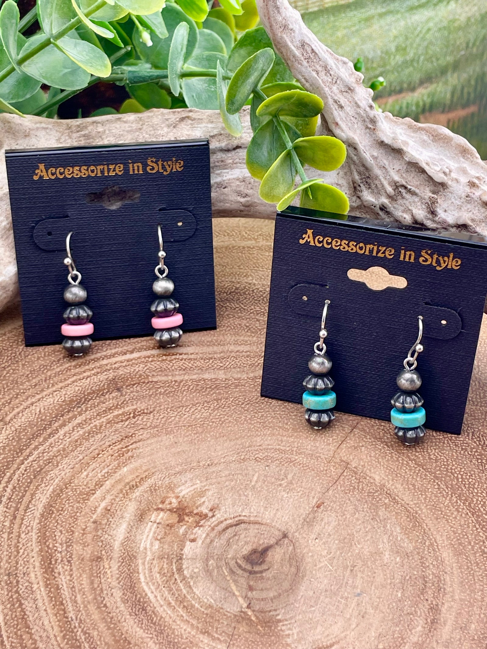 Libby Stacked Bead Fish Hook Earrings