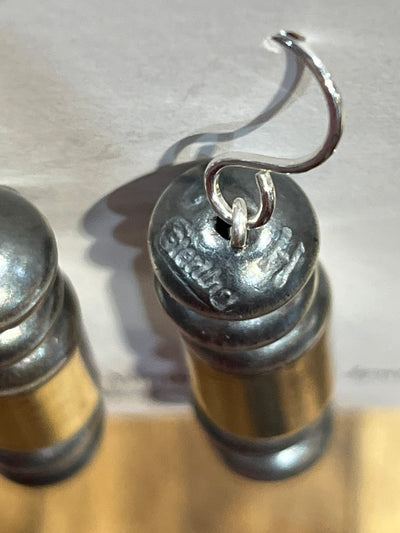 Logan Sterling Stacked Navajo Cylinder Bead Fish Hook Earrings