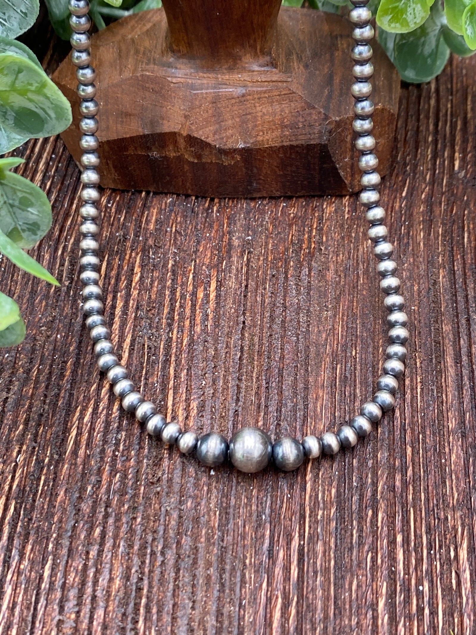 Kailyn 4mm Sterling Navajo Necklace With 6/8mm Center - 14"