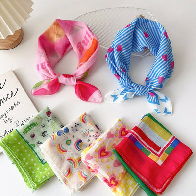 Cotton Linen Floral Square Scarf for Women_CWASC0852