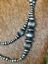 Taft Sterling Varied Navajo & Textured Bead Necklace - 46"