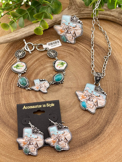 Texas Cowboy Scene Fashion Earrings