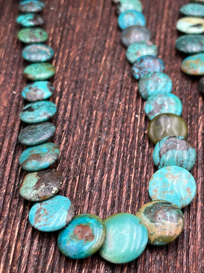 Annie Flat Turquoise Saucer Necklace - 18"