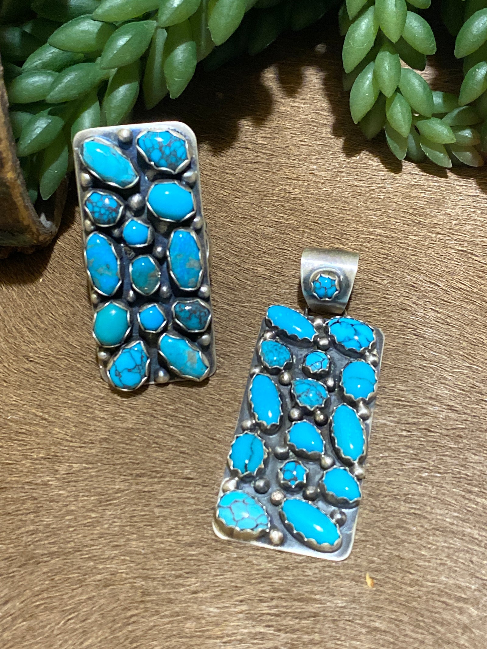 Sugarcane Multi Stone Vertical Rectangle Turquoise Ring - Size 10