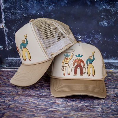 Neutral Vintage Cowboy Magna Pony® Mesh Foam Trucker Hat