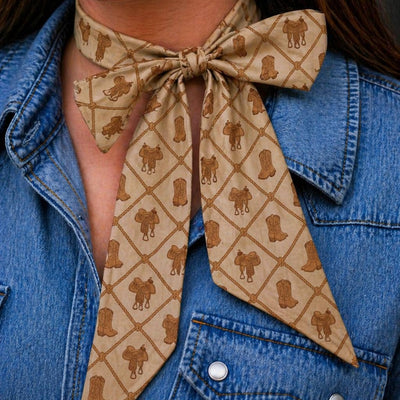 Western 100% Silk Twilly Ribbon Scarves
