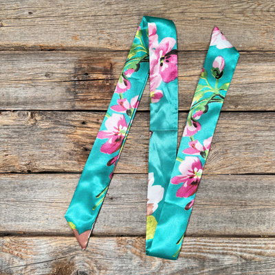 Turquoise and Pink Western Skinny Mini Wild Rag Scarf