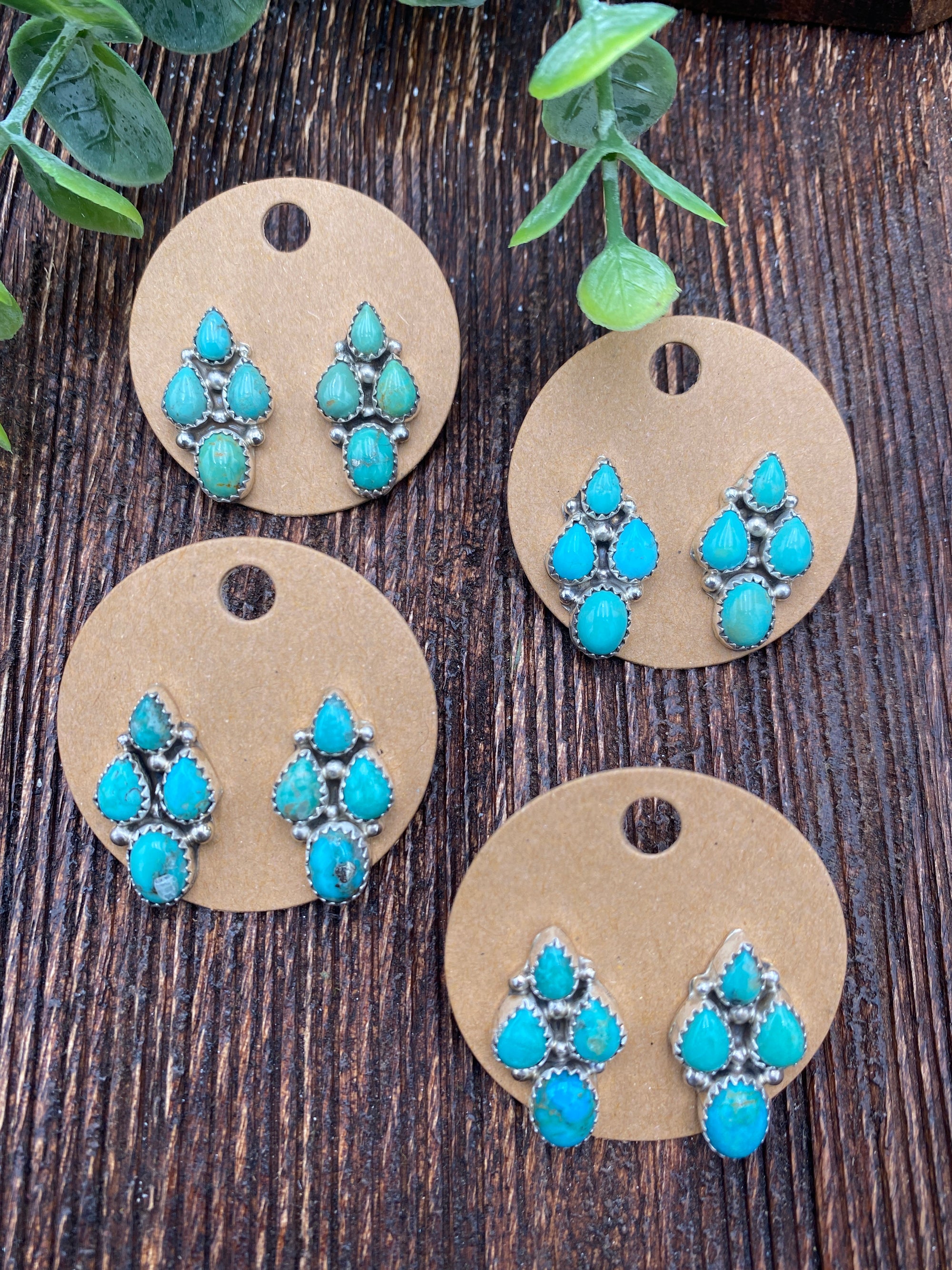 Lindsay 4 Stone Post Earrings - Turquoise