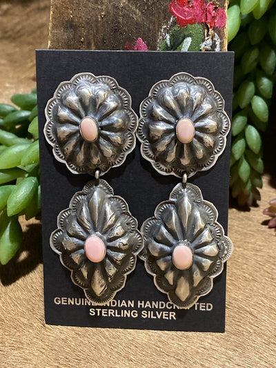 Camelot Linked Oval Diamond Concho Sterling Earrings