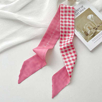 Pink Floral Skinny Scarf – Hair Tie & Bag Ribbon_CWASC0708