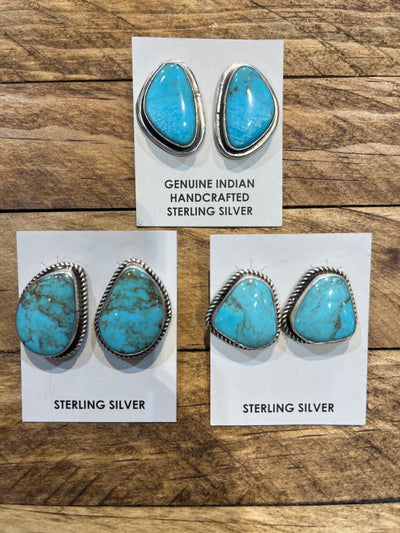 Breanna Abstract Kingman Turquoise Single Stone Earrings